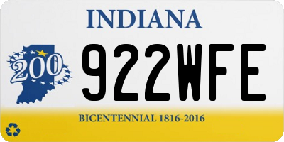 IN license plate 922WFE