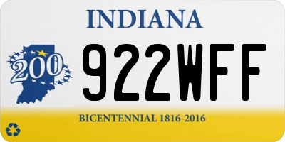IN license plate 922WFF