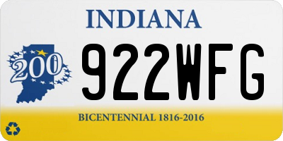 IN license plate 922WFG
