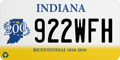 IN license plate 922WFH