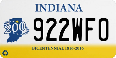 IN license plate 922WFO
