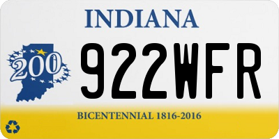 IN license plate 922WFR