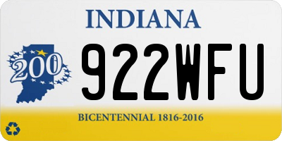 IN license plate 922WFU