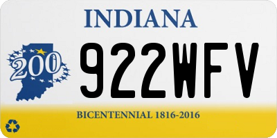 IN license plate 922WFV