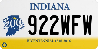 IN license plate 922WFW