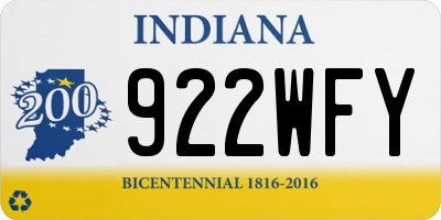 IN license plate 922WFY