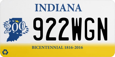 IN license plate 922WGN