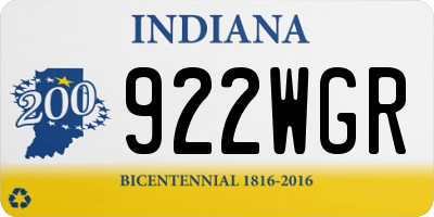 IN license plate 922WGR