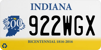 IN license plate 922WGX