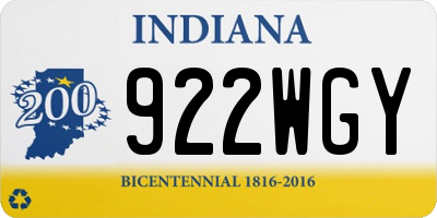 IN license plate 922WGY
