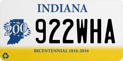 IN license plate 922WHA