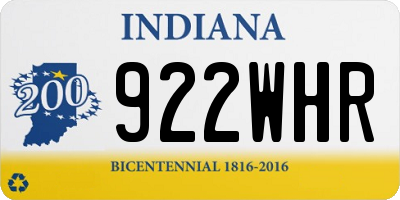 IN license plate 922WHR