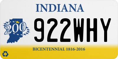 IN license plate 922WHY
