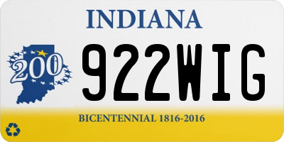 IN license plate 922WIG
