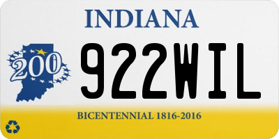 IN license plate 922WIL
