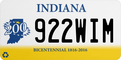 IN license plate 922WIM