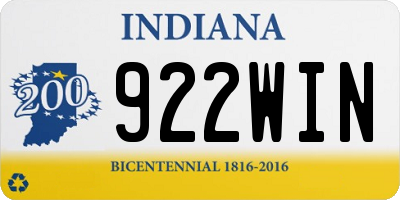 IN license plate 922WIN