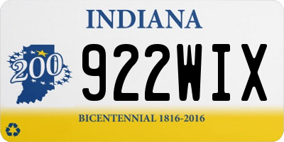 IN license plate 922WIX