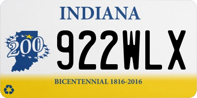 IN license plate 922WLX