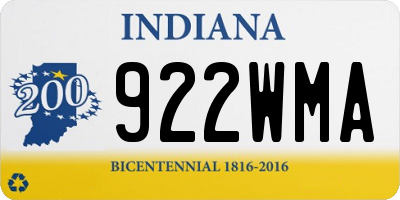IN license plate 922WMA