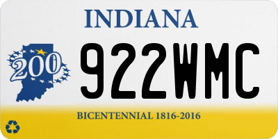 IN license plate 922WMC