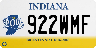 IN license plate 922WMF