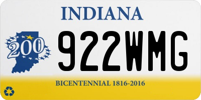IN license plate 922WMG