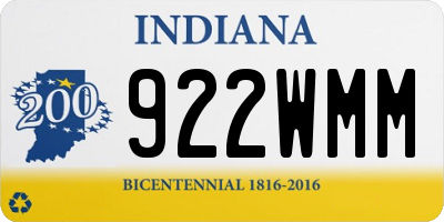 IN license plate 922WMM