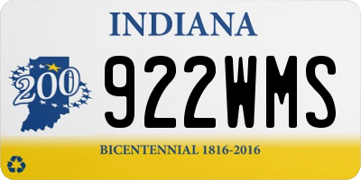 IN license plate 922WMS