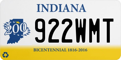 IN license plate 922WMT