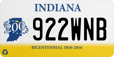 IN license plate 922WNB