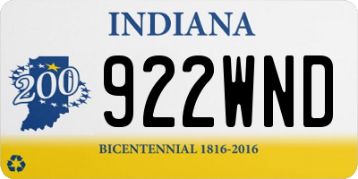 IN license plate 922WND