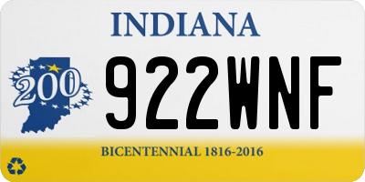 IN license plate 922WNF