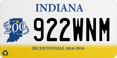 IN license plate 922WNM