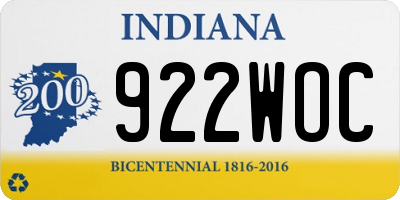 IN license plate 922WOC