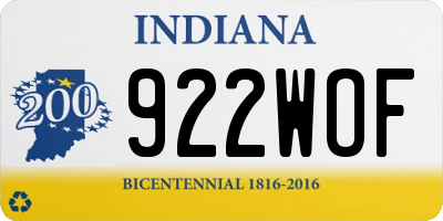 IN license plate 922WOF
