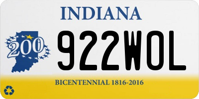 IN license plate 922WOL
