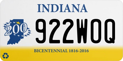 IN license plate 922WOQ