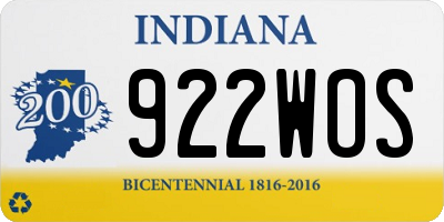 IN license plate 922WOS