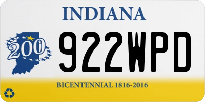 IN license plate 922WPD