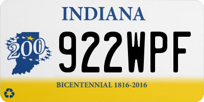 IN license plate 922WPF