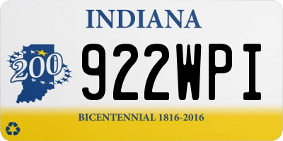 IN license plate 922WPI