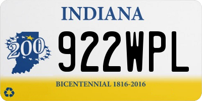 IN license plate 922WPL
