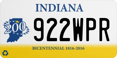 IN license plate 922WPR