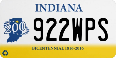IN license plate 922WPS