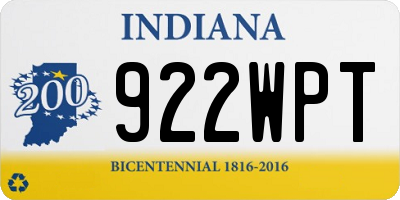 IN license plate 922WPT