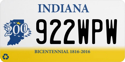 IN license plate 922WPW