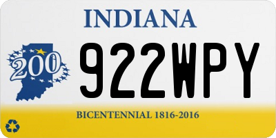 IN license plate 922WPY
