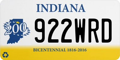 IN license plate 922WRD