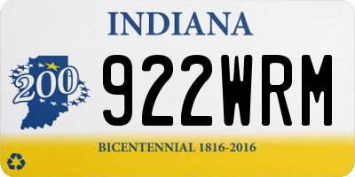 IN license plate 922WRM